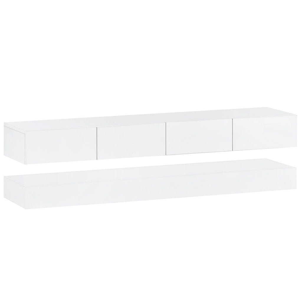 MOBILE TV A PARETE 130 cm Bianco in MDF con 4 cassetti e LED