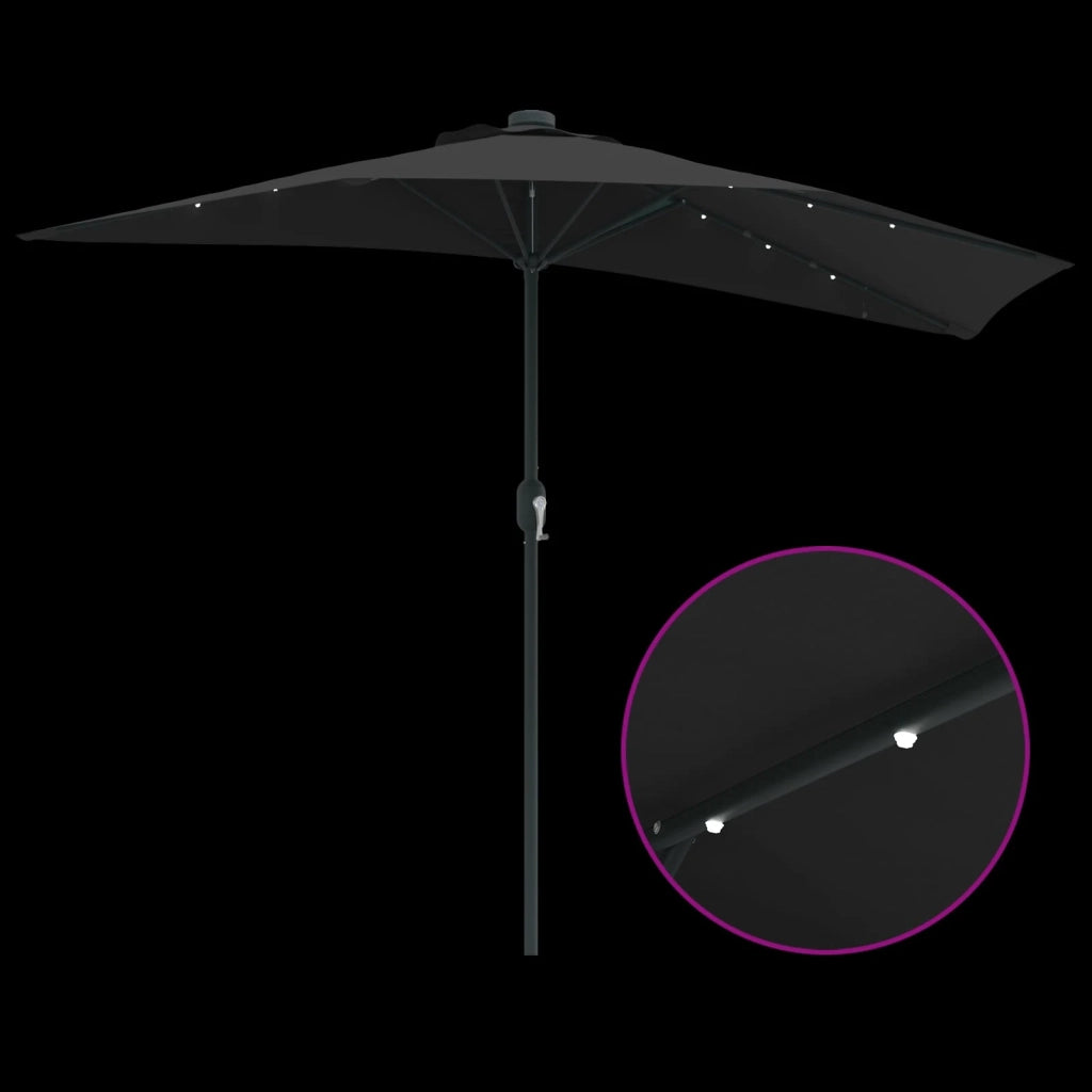 Ombrello da giardino-Ombrellone da spiaggia Nero 294 x 150 x 224 cm