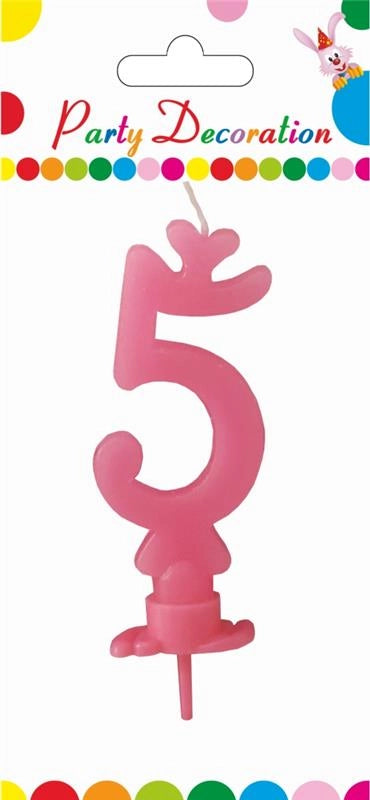 MAURY'S CANDELA PER COMPLEANNO NUMERO "5" ROSA