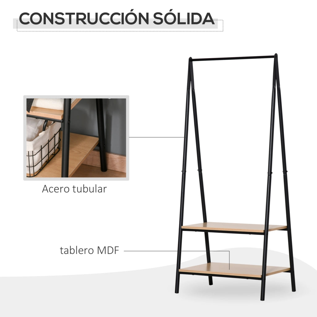 Appendiabiti con scaffali e barra ¨C Minimal ¨C Nero 64x42,5x149cm