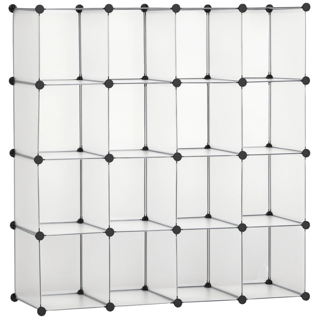 Armadio Scarpiera Plastica con 16 Cubi ¨C Minimal ¨C 125x32x125 cm Trasparente