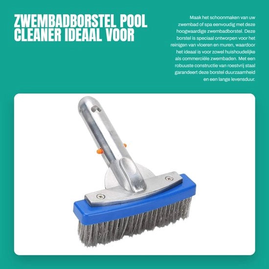 Pulitore per piscine a spazzola 15 cm - Spazzola in acciaio inossidabile - Pulitore per pavimento e parete - Leggero - 168 g - Per macchie resistenti - Pulitore per piscine