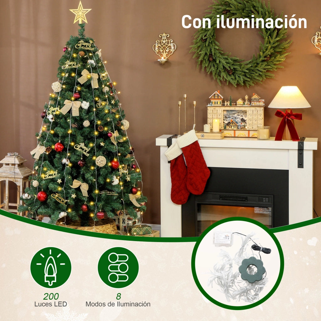 Albero di Natale 180 cm con Luci LED ¨C Minimal ¨C Bianco Caldo Verde