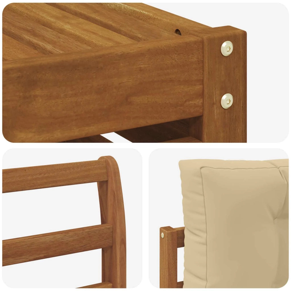Set di divani da esterno con cuscino 7 pcs Naturale e Beige 3373063