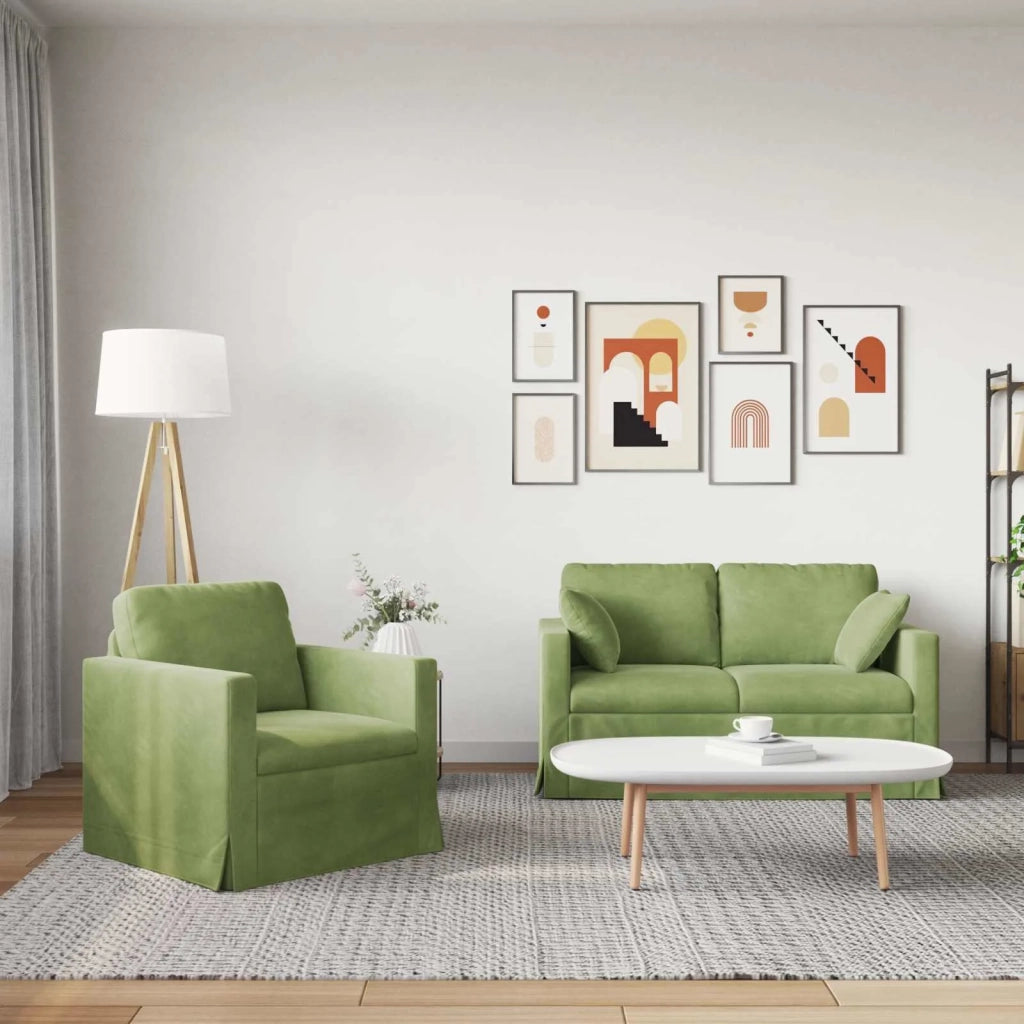 Set di divani 2 pcs Verde chiaro 138 x 78 x 80 cm Velluto 3407510