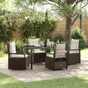 Set da Pranzo per Giardino 5 pcs Marrone polyrattan