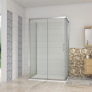 H.195 cm Box Doccia a 3 Lati 70x110x70 cm Porta Scorrevole 110 cm Doppia Parete Fissa da 70 cm in Vetro Trasparente Anticalcare da 6mm Cromato Lucido