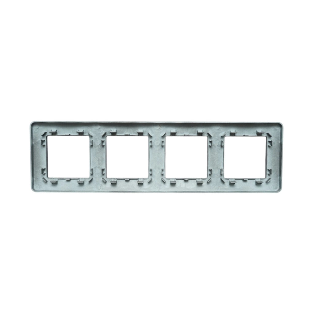 Cornice quadrupla nera in PC per presa e interruttore 300x83 mm