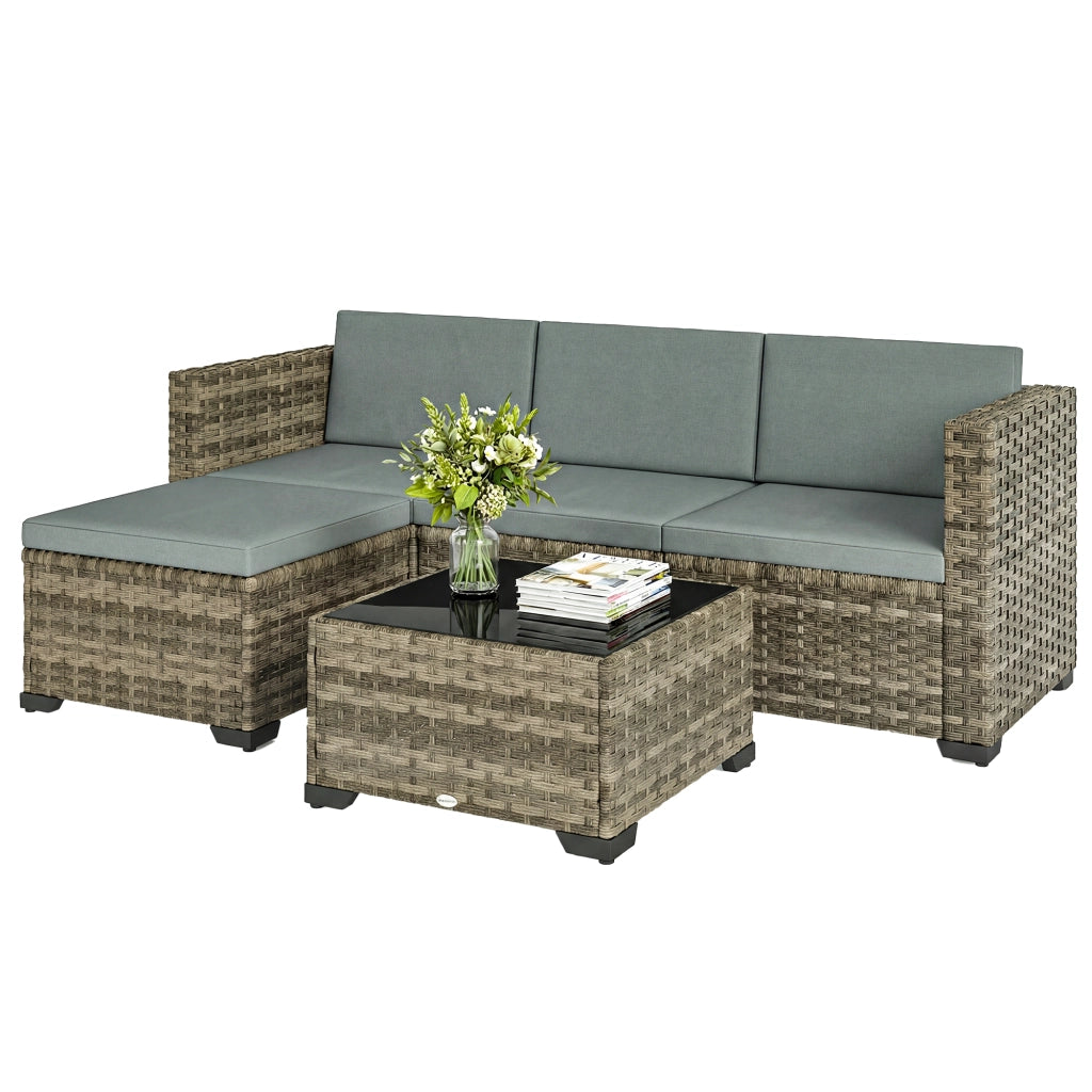 Set Giardino Polyrattan 5 Pezzi con Cuscini ¨C Minimal ¨C Grigio