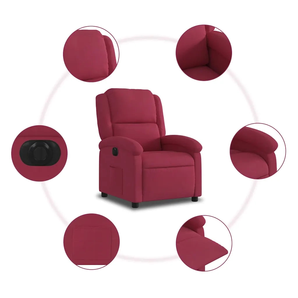 Poltrona Elettrica Reclinabile Rosso Vino in Tessuto 3204283