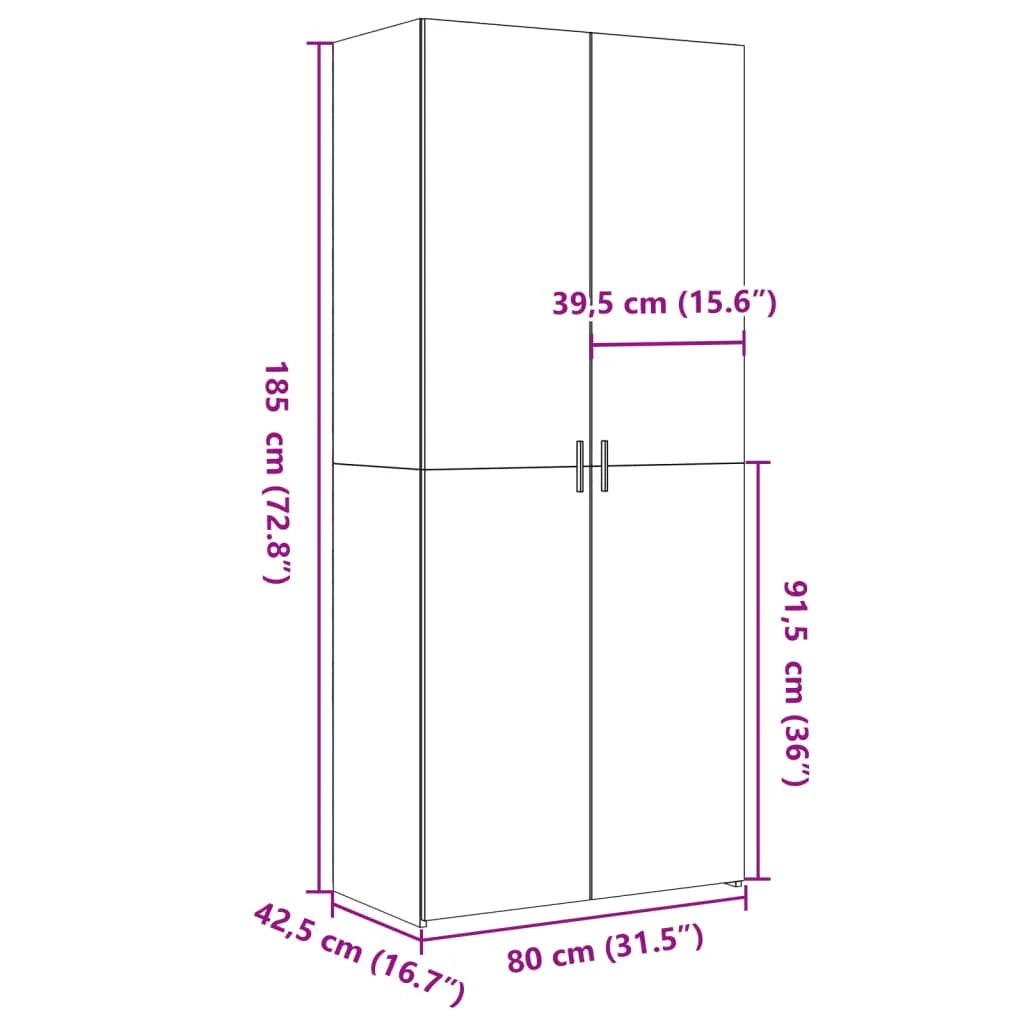 Buffet credenza cassettiera mobiletto mobile contenitore organizer cucina soggiorno salotto alto 80 x 42,5 x 185 cm legno ingegnerizzato grigio 02_0034721