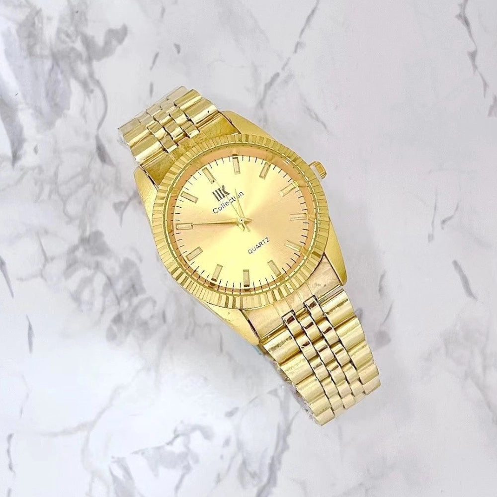 Trade Shop - Orologio Uomo Oro Classico Elegante Cinturino Acciaio Diametro 35.5mm -