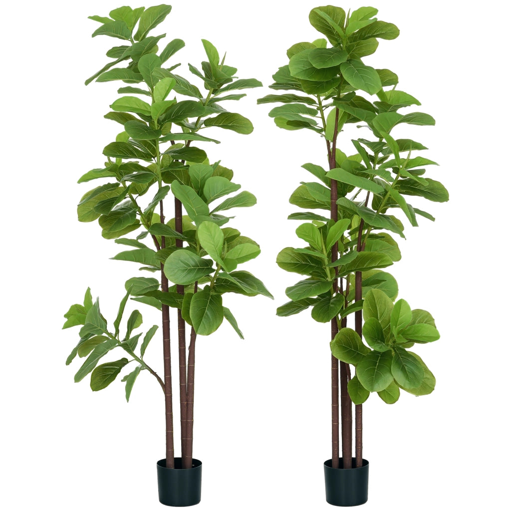 2 Piante Finte Ficus Lyrata Foglia di Violino ¨C Zephmum ¨C Altezza 180cm con Vaso