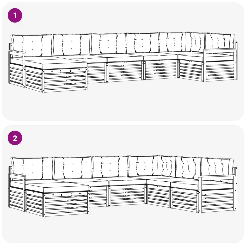 Set di divani da esterno con cuscino 7 pcs Bianco e Beige 3390833