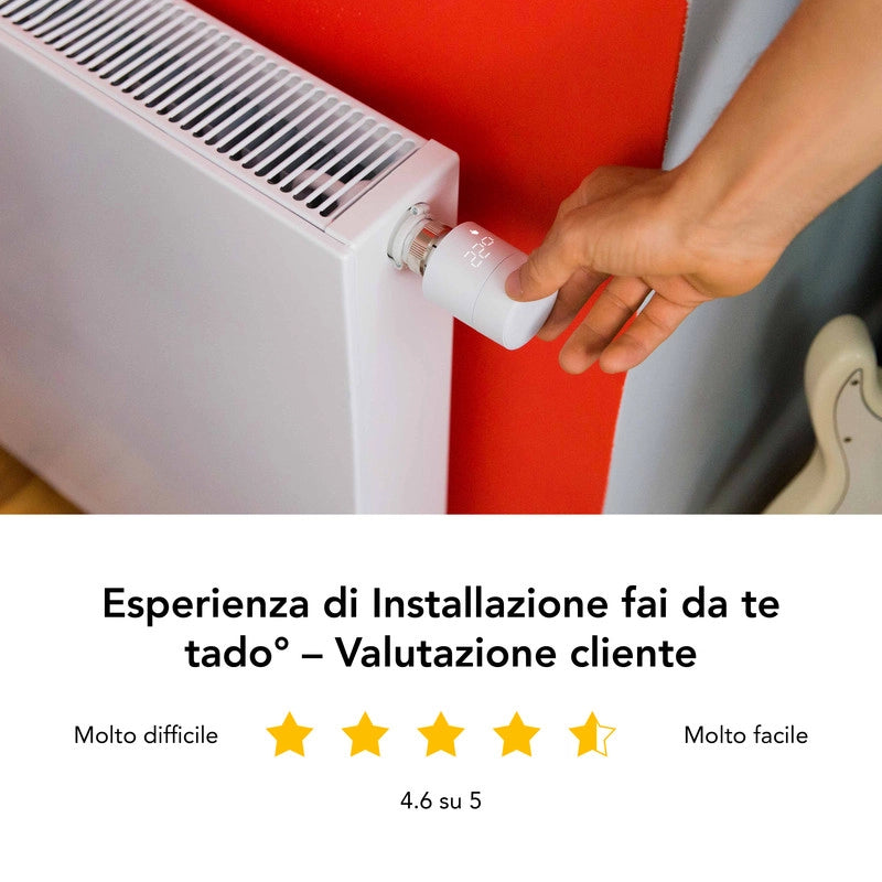 TADO Valvola termostatica kit di base V3+. Valvola termostatica smart. Controllo tramite app. impianto centralizzato