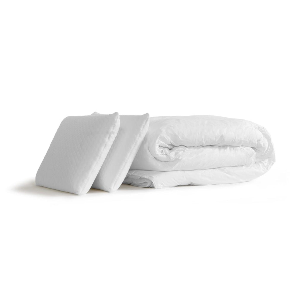 Pacchetto letto completo - Materasso 160x200cm + Box spring con doghe (kit) + 2 cuscini + Piumino - Actimemo Tech