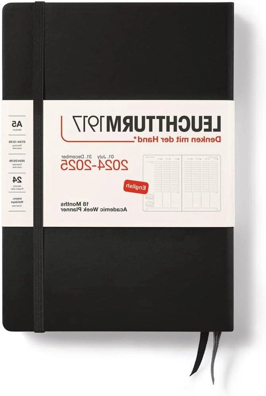 Weekplanner accademico 2025 - nero - medio - copertina rigida