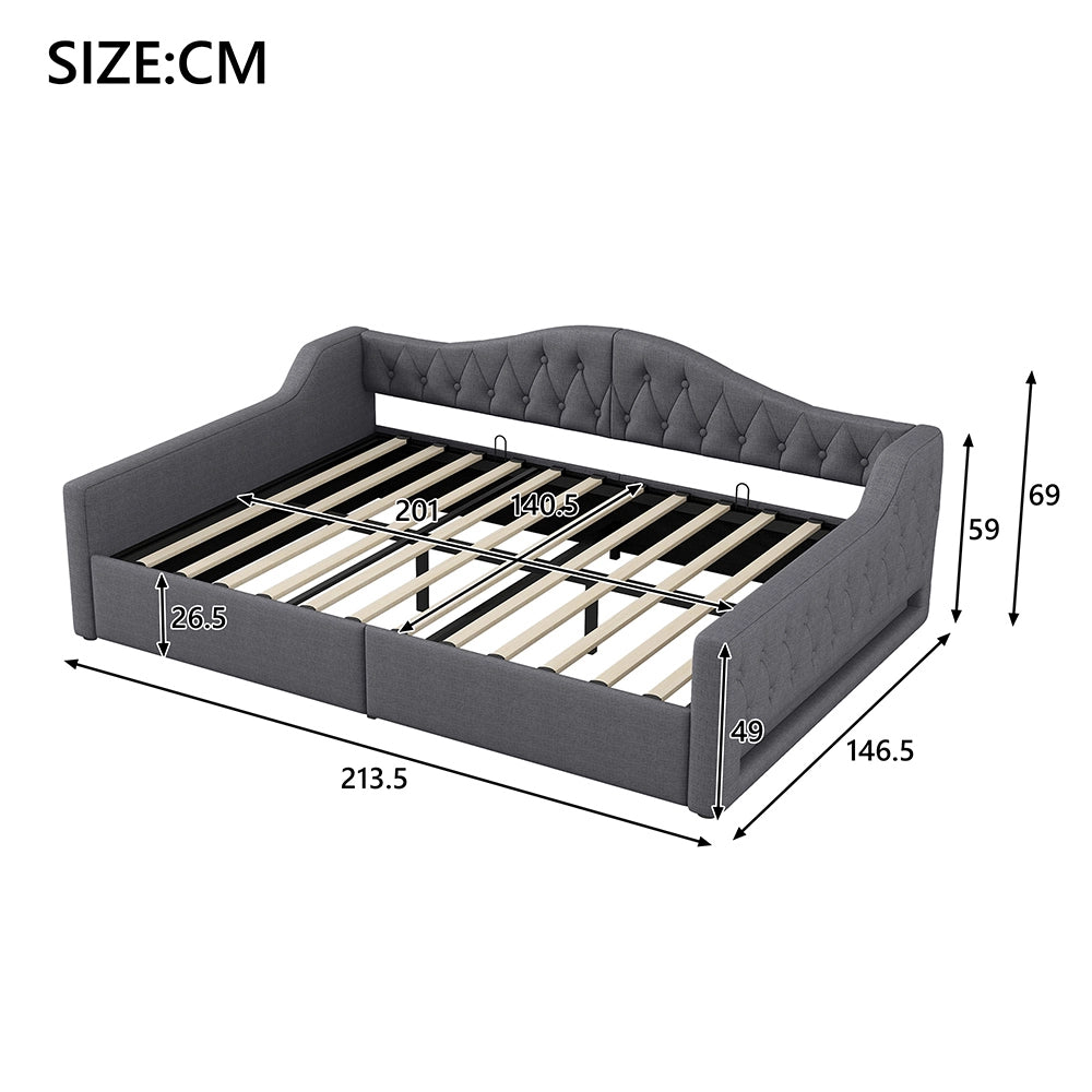 Letto imbottito - Xylo - 140x200cm LED con contenitore, grigio