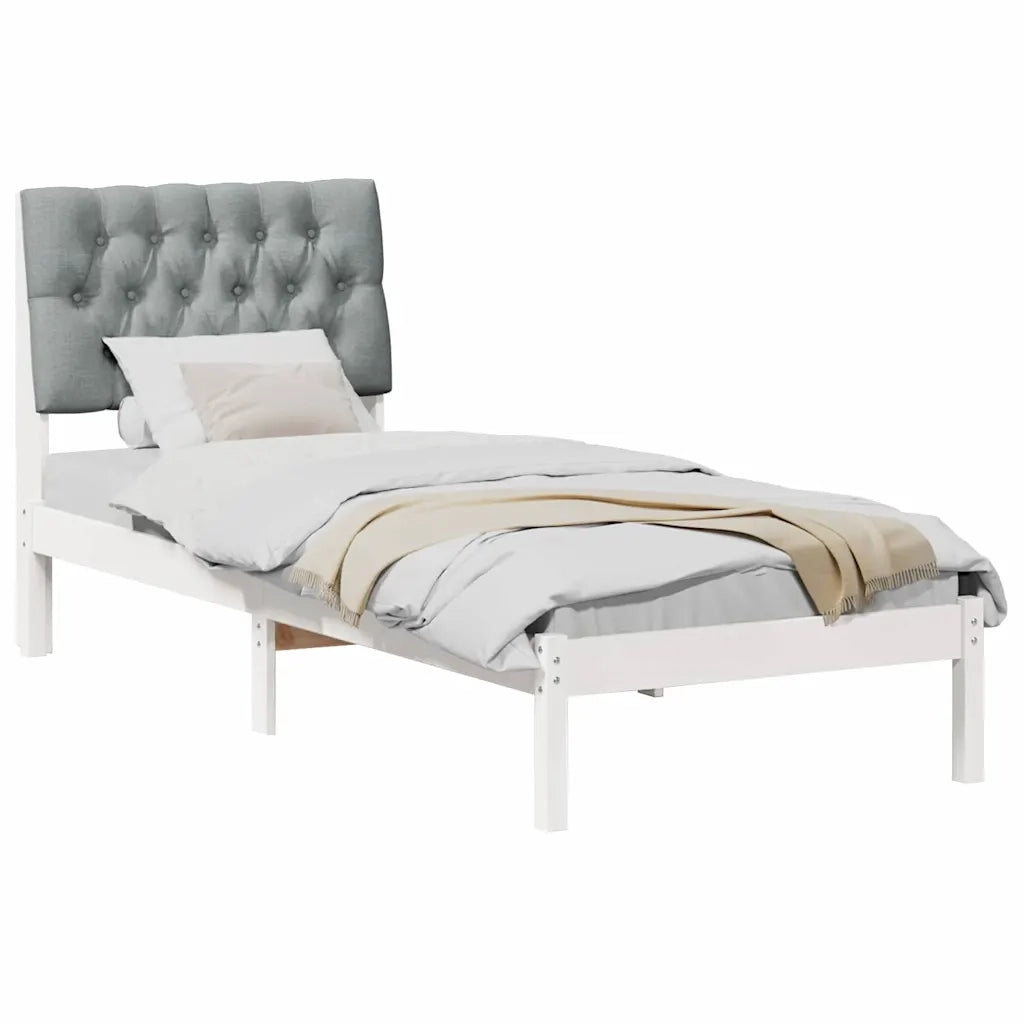 Letto singolo | Letto per adulti | Letto con Testiera Rivestita con testiera Bianco 75 x 190 cm