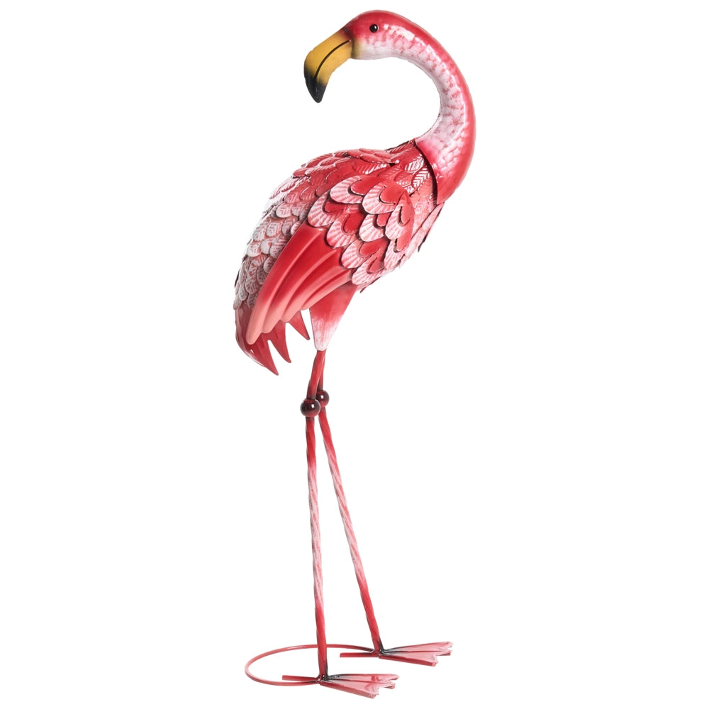 Statua da giardino in ferro rosa, scultura di un animale in piedi a grandezza naturale, realizzata a mano