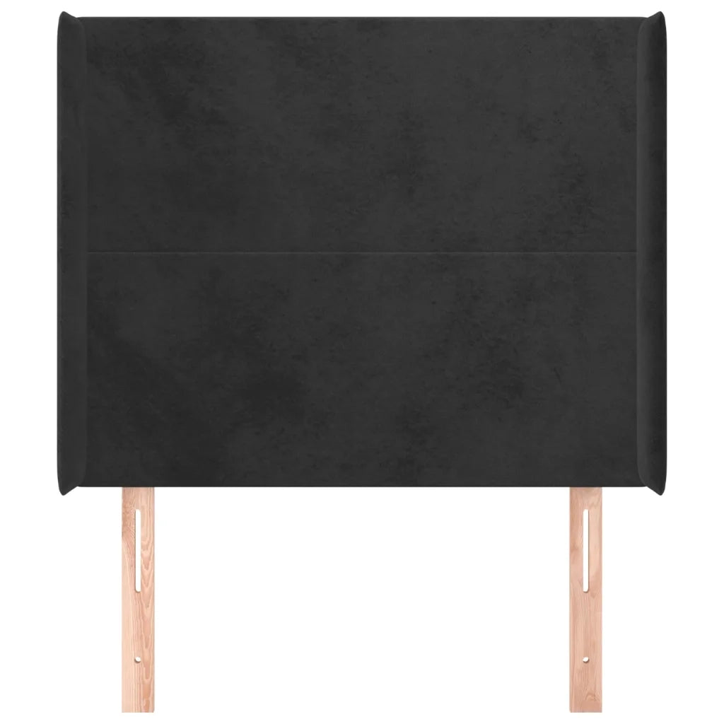 Testiera ad Orecchio-Testata con Orecchie Nera 83x16x118/128 cm in Velluto 808370