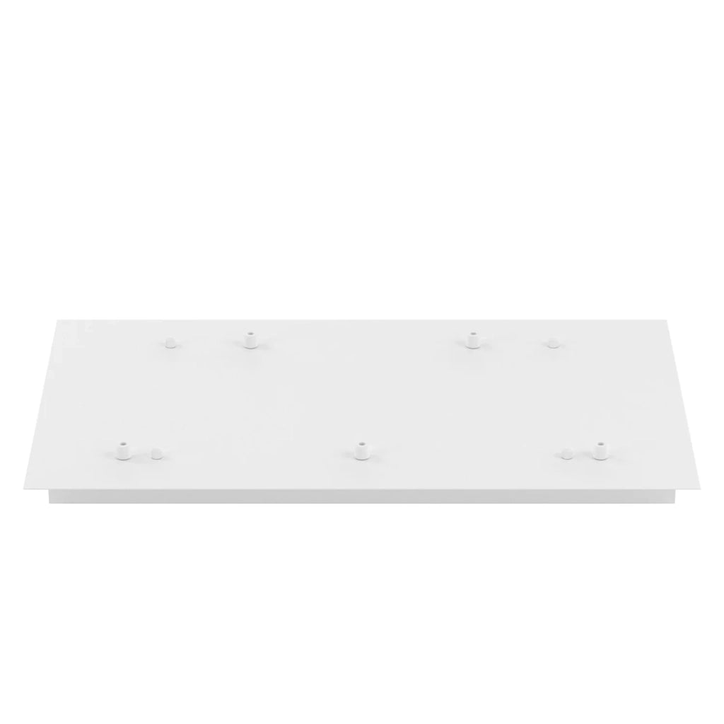 Rosone Rettangolare Metallo Bianco 5 Fori 60X35Cm