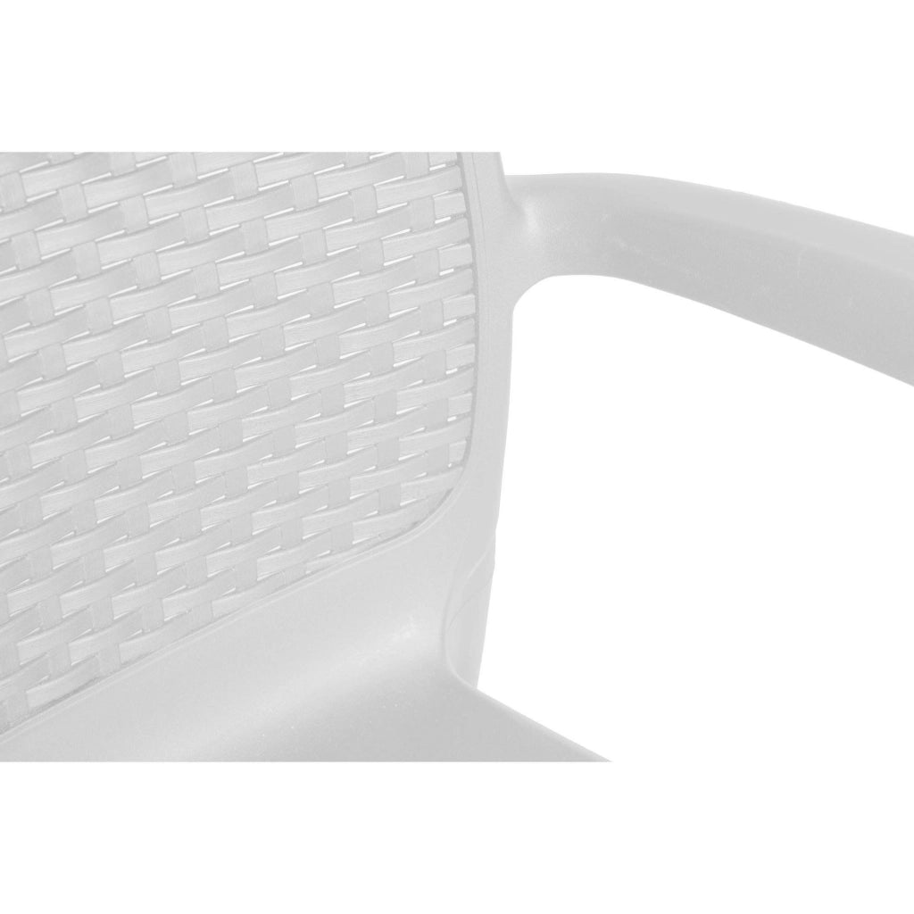 Sedia da esterno Asha, Seduta da giardino, Sedia per tavolo da pranzo, Poltrona outdoor effetto rattan, 100 % Made in Italy, Cm 54x60h82, Bianco