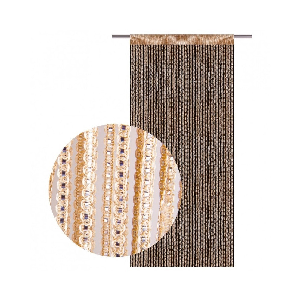 Trade Shop - Tenda A Fili Filo Frange Oro Argento 100x200cm Per Arredo Interni Porta Finestra -