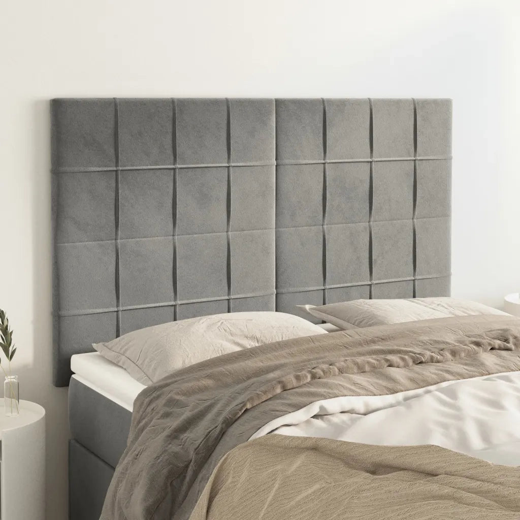 Testiera | Testata Grigio Chiaro 144x5x118/128 cm Velluto