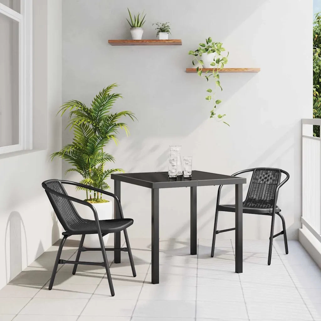 Set da Pranzo per Giardino 3 pcs Nero 3379380
