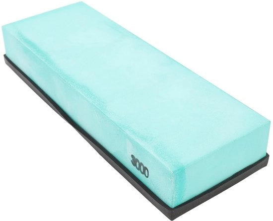 Pietra di abrasione 3000 Grit - Ossidiana di alluminio - Base antiscivolo - Guida angolare - Cinturino in pelle - Migliorata esperienza di affilatura - Strumento abrasivo