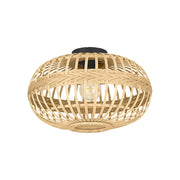 Plafoniera Rustica Amsfield 1 Luce Metallo Nero E Legno