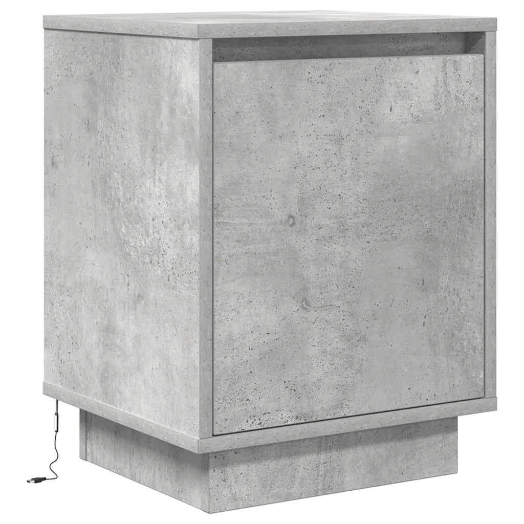 Comodini con Luci a LED 2 pz Grigio Cemento 38x34x50 cm 861272