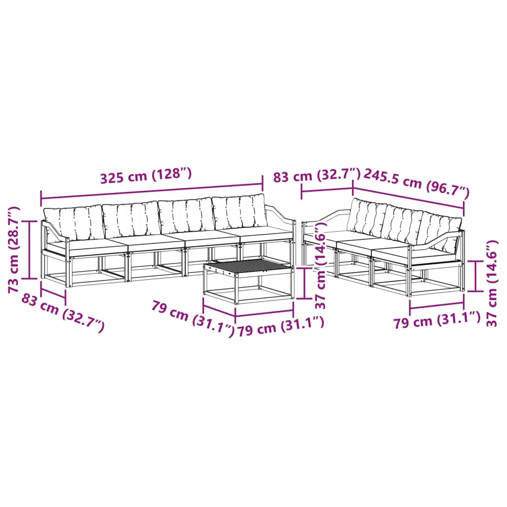 Set di divani da esterno 8 pcs Bianco e nero 3388502