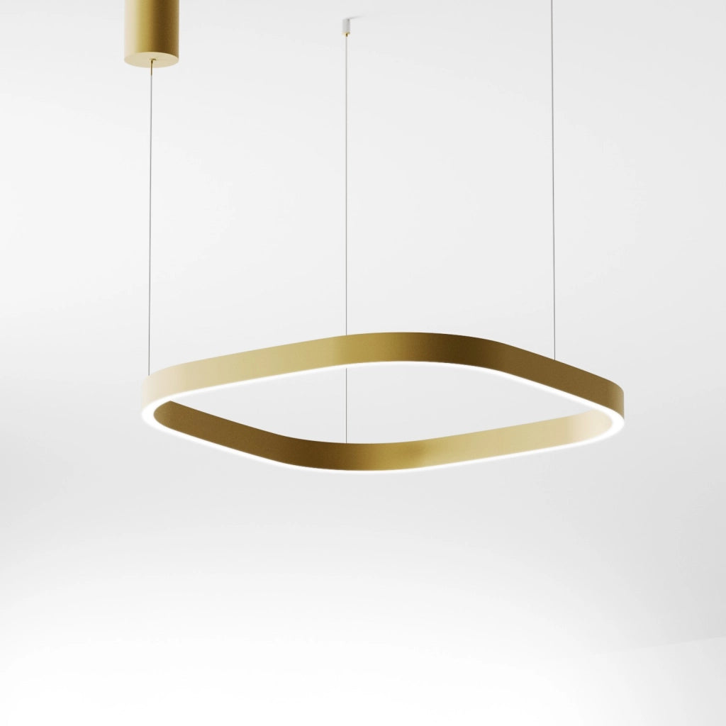 Lampada a Sospensione Criseide S/1P Q - Led 60W 3000K 3100lm in Alluminio Oro - Biemissione Dimmerabile Taglio di Fase - Gealuce