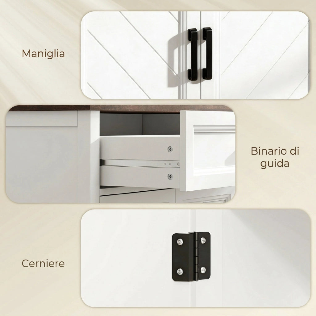 Credenza ¨C zephmum ¨C Rustico con Ripiano Regolabile, 2 Ante