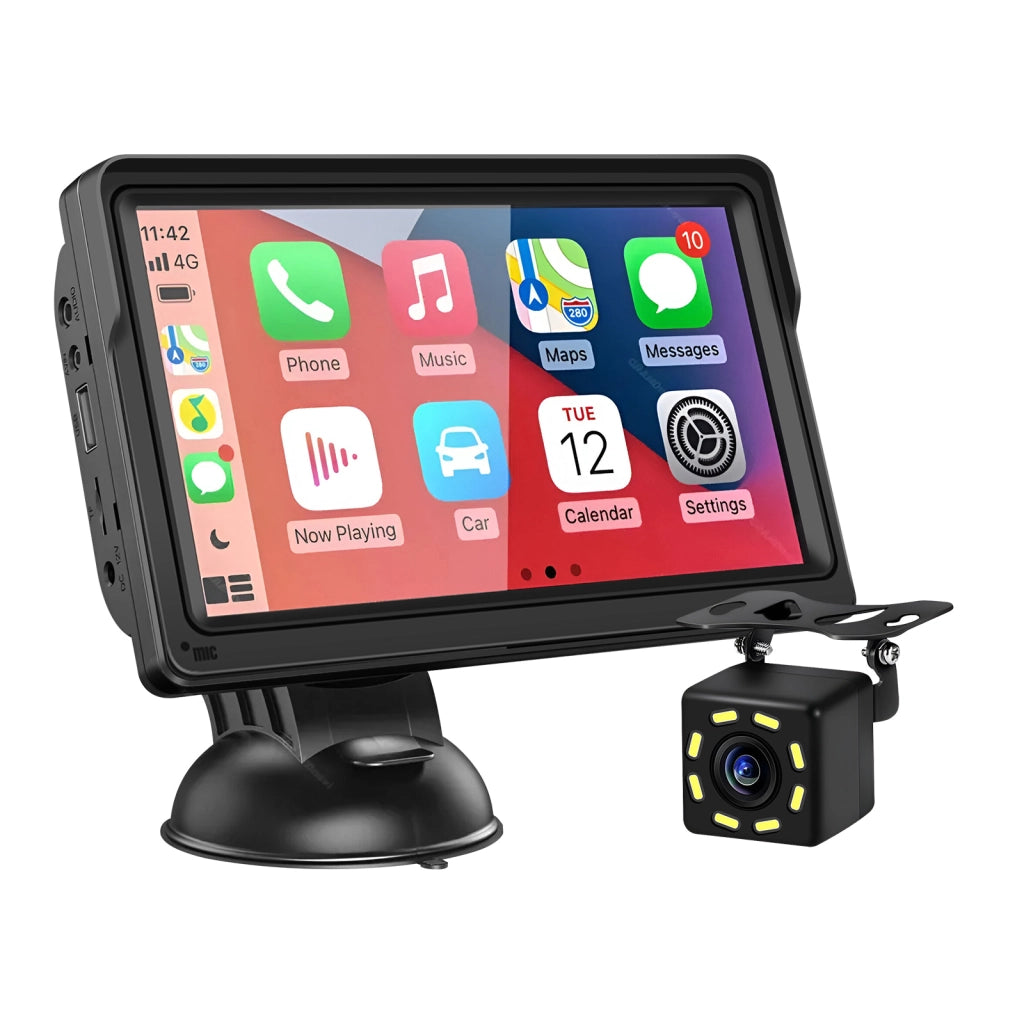Schermo 7" CarPlay Bluetooth Parabrezza con Retrocamera Nero Avizar