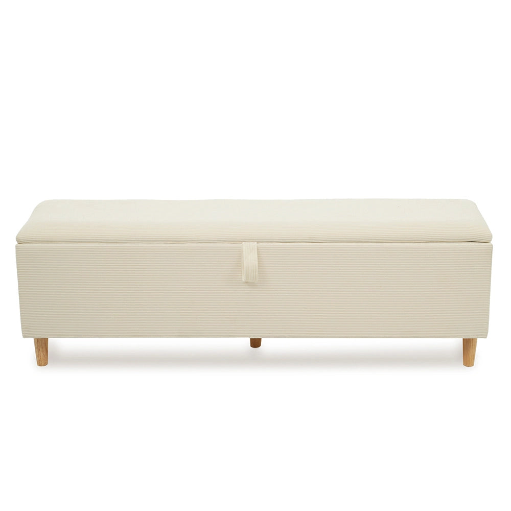 Banquette letto con spazio di archiviazione - Xylo - 175 x 38 cm - Beige vellutato - Rialzo idraulico per camera, soggiorno e corridoio