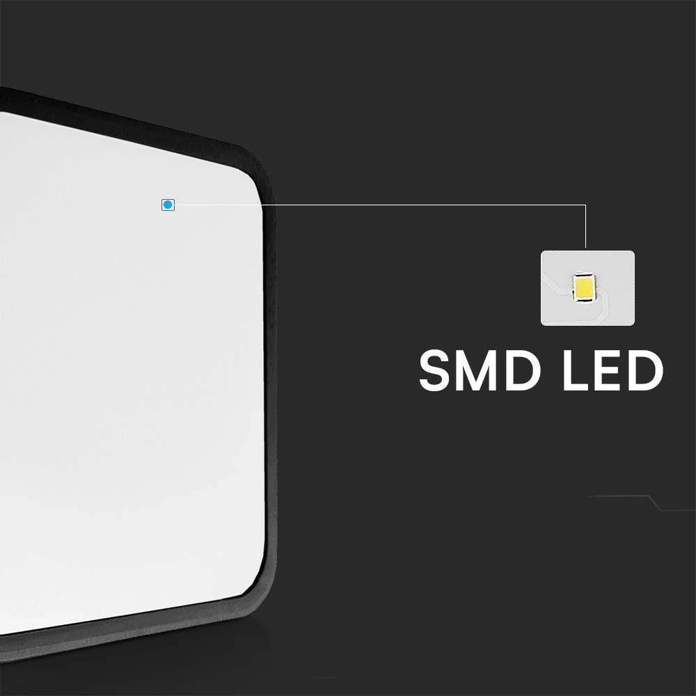 V-TAC Plafoniera LED 24W quadrata 30cm nera IP44 3000K