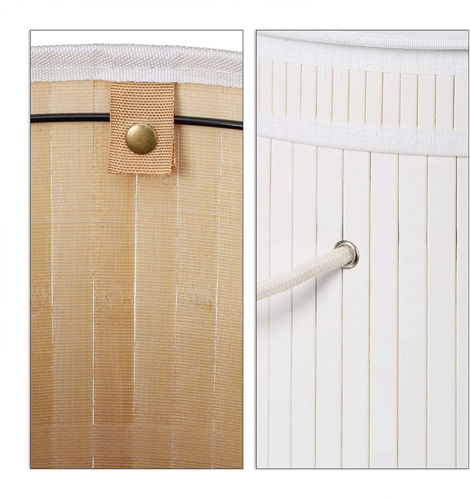 Cesto portabiancheria rotondo con coperchio 63 cm bambù bianco 13_0000819_3