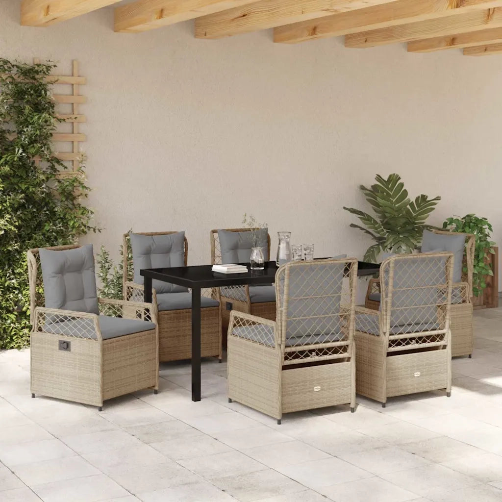 Set da Pranzo per Giardino 7 pcs Beige e Grigio Chiaro