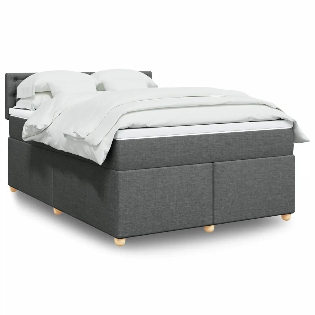 Giroletto a Molle con Materasso Grigio Scuro 140x200cm Tessuto