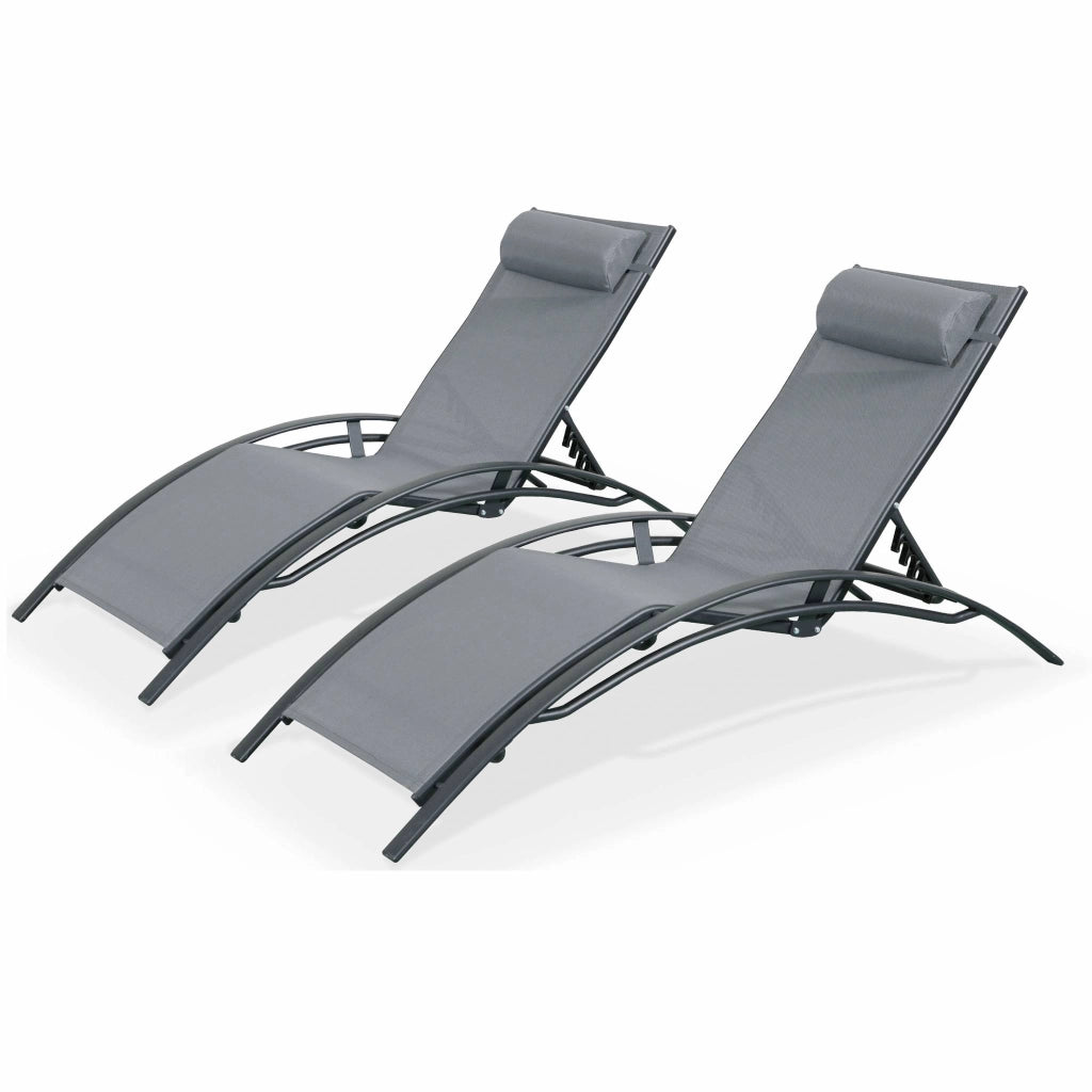 Set 2 lettini prendisole in alluminio textilene multiposizione,