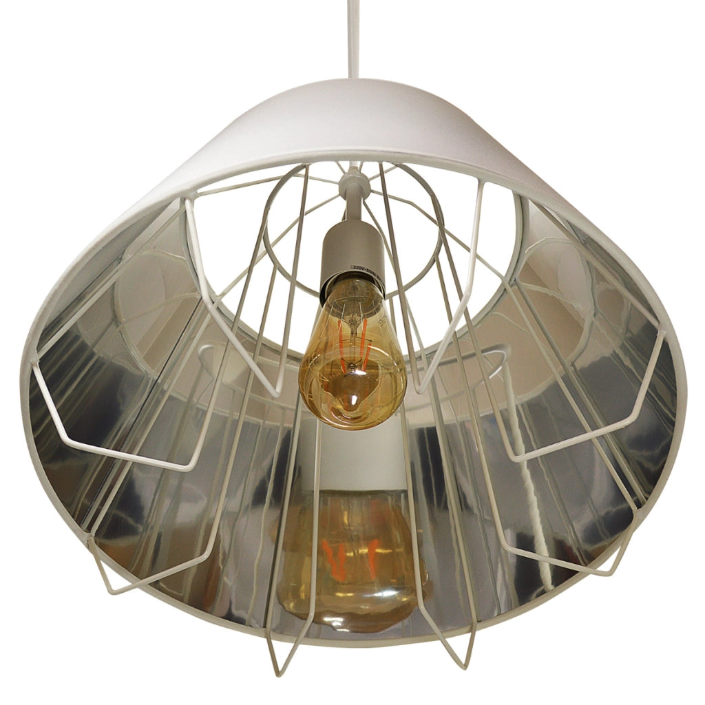 Lampada a sospensione Falun bianco/argento E27 Polux