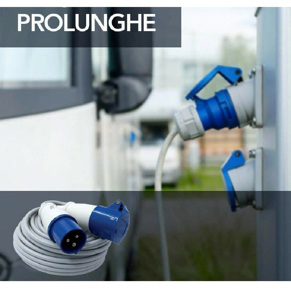 Trade Shop - Prolunga Industriale Cavo 20 Mt Presa Iec Spina A 3 Poli Per Campeggio Cantiere -