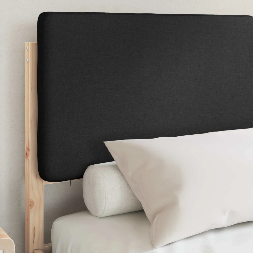 Letto matrimoniale | Letto per adulti | Letto con Testiera Rivestita Nero 140 x 190 cm Pino massello