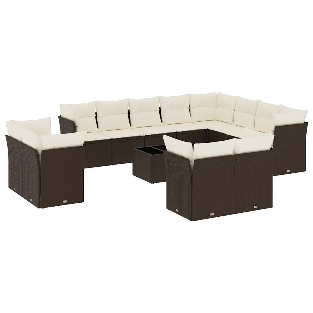 Set Divani da Giardino 13 pz con Cuscini Marrone in Polyrattan 3218543