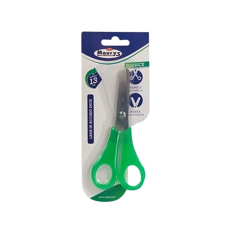 FORBICE BICOLOR CON PUNTA ARROTONDATA 13 CM CON MANICO IN PLASTICA