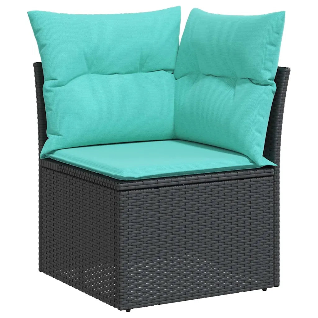 Set Divani da Giardino 5 pz con Cuscini Nero in Polyrattan 3227653