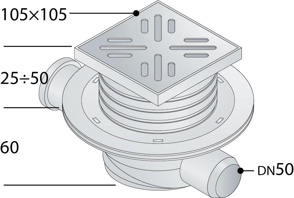 SIFOIDE PAVIMENTO IN ABS 2 ENTRATE- 105 X D.40- TEA- pezzi 1